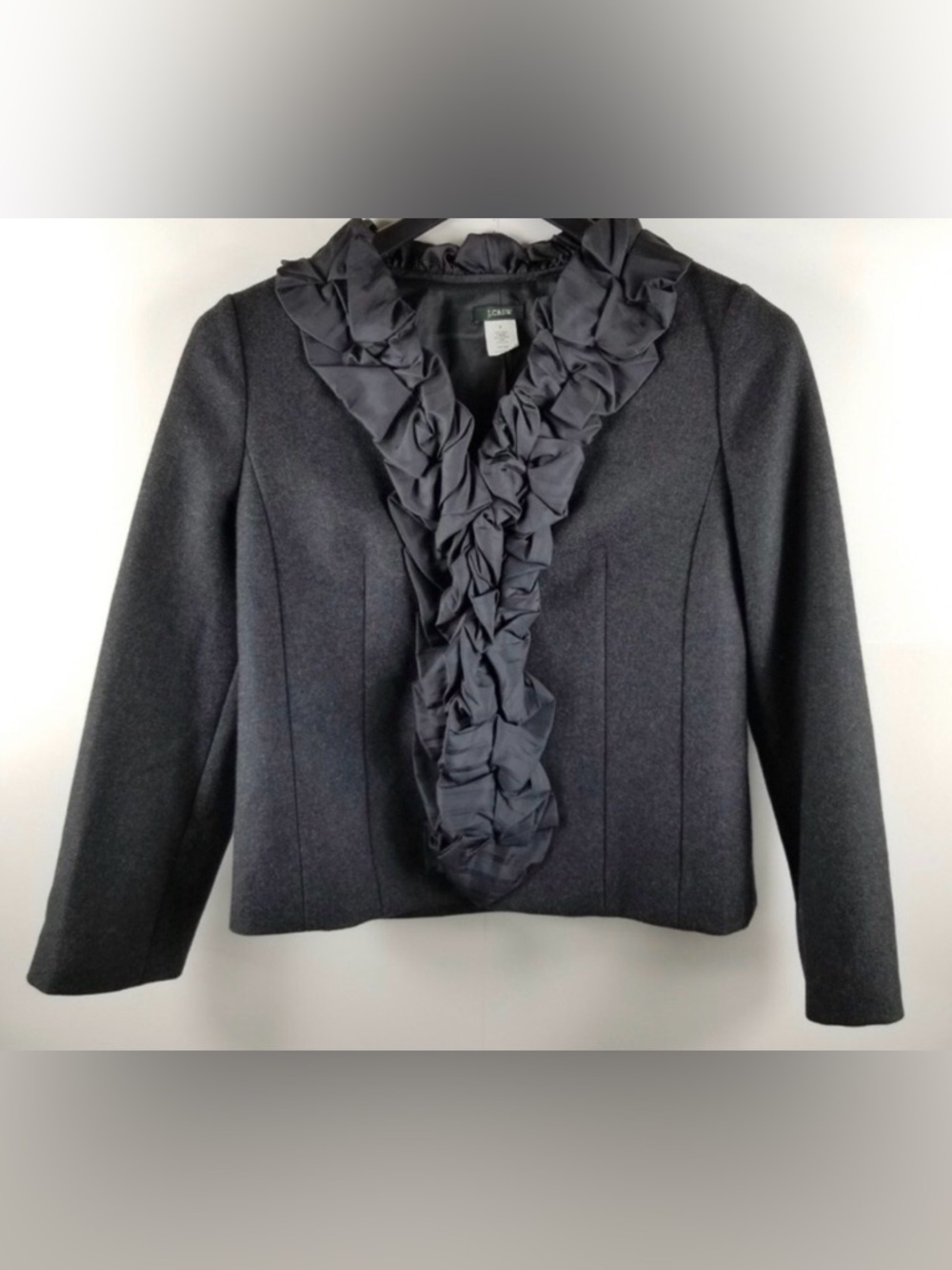J. Crew Wool Ruffle Collar Jacket - Picture 3 of 6
